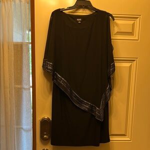 SLNY Black Asymmetrical Sheath Dress